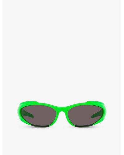 Balenciaga Bb0253s Wraparound-frame Acetate Sunglasses - Green