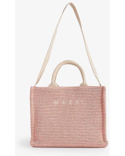 Marni Brand-embroidered Cotton-blend Tote Bag - Pink