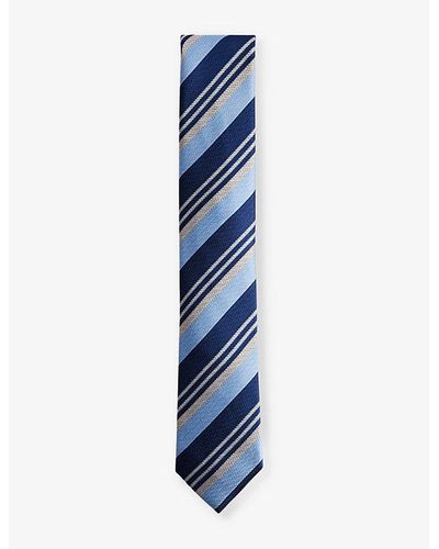 Ted Baker Lionels Stripe-pattern Silk Tie - Blue