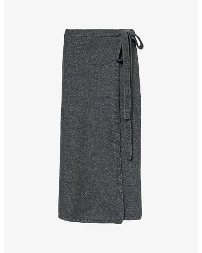 Proenza Schouler Zadie Wrap-around Wool-blend Knitted Maxi Skirt - Gray