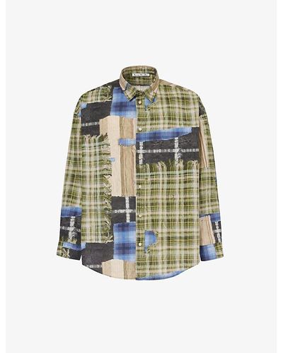 Acne Studios Trompe-l'oeil Print Relaxed-fit Cotton Shirt - Green