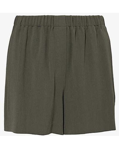Theory Stripe-weave Regular-fit Woven Shorts X - Green