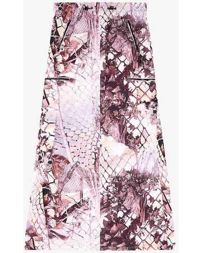 DIESEL O-diamy Graphic-print Low-rise Woven Maxi Skirt - Pink