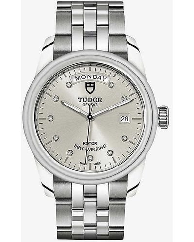 Tudor M56000-0006 Glamour Date Day Stainless Steel And Diamond Automatic Watch - White