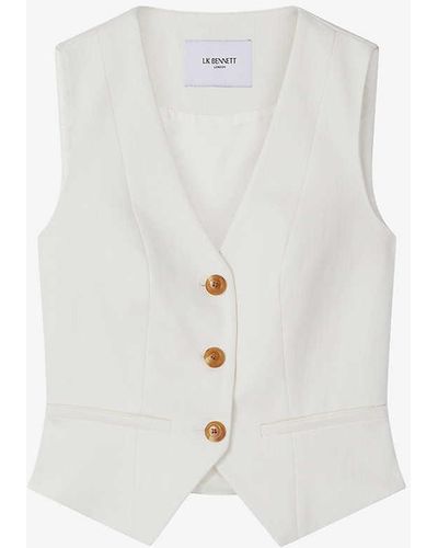 LK Bennett Ami V-neck Slim-fit Cotton Waistcoat - White