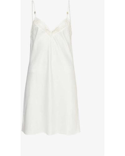 Chantelle Orchids Lace-trim Satin Night Dress X - White