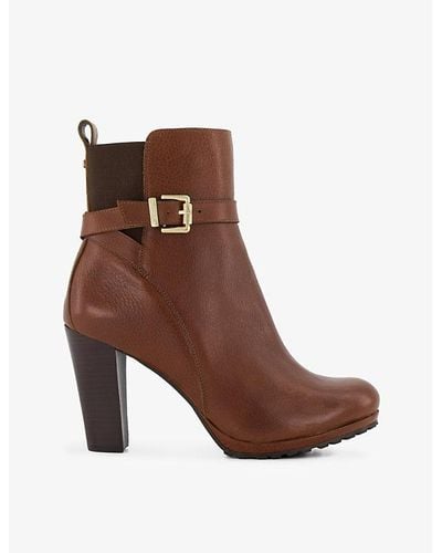 Dune Orielle Side-buckle Leather Ankle Boots - Brown