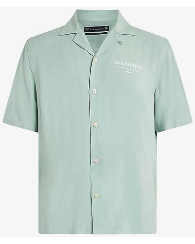 AllSaints Underground Short-sleeved Woven Bowling Shirt - Blue