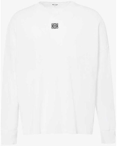 Loewe Anagram-embroidered Cotton-jersey Long-sleeved T-shirt X - White