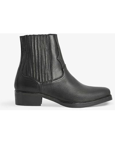 AllSaints Lasgo Pointed-toe Leather Ankle Boots - Black
