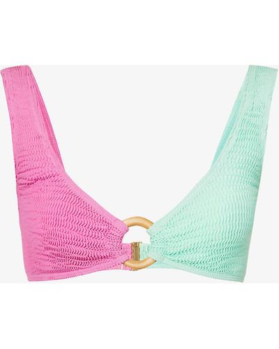 Cleonie Swim Oceania Kini Colour-block Recycled Nylon-blend Bikini Top - Multicolour