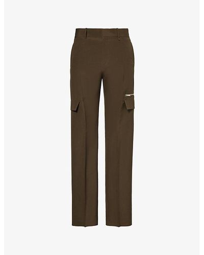 Givenchy Flap-pocket Wide-leg Wool Pants - Brown