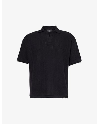 Represent Short-sleeved Relaxed-fit Cotton Knitted Polo Shirt X - Black
