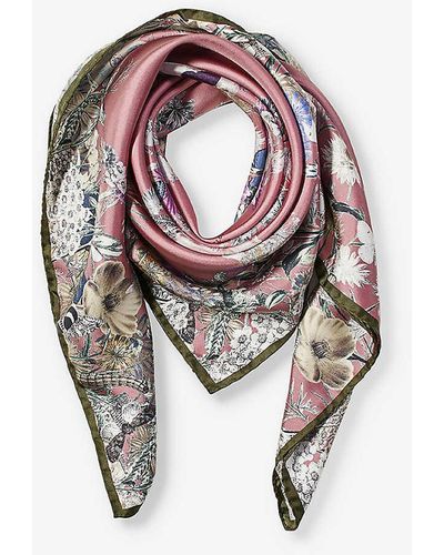 Aspinal of London Ombre 'a' Floral Silk Scarf - Metallic