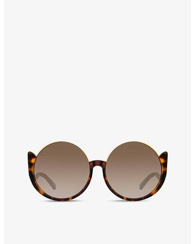Linda Farrow Florence 22ct Yellow Gold-plated Titanium And Recycled-acetate Round-frame Sunglasses - Multicolour