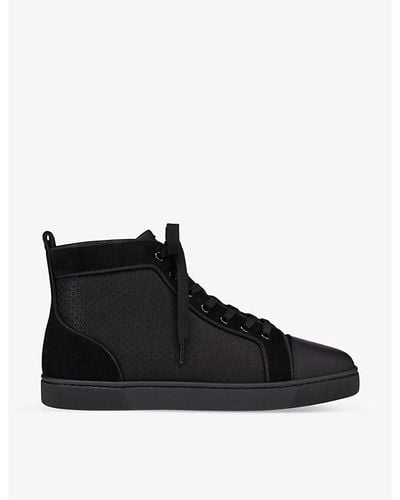 Christian Louboutin Louis Orlato Woven And Leather High-top Sneakers - Black