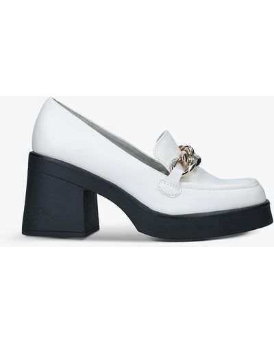Call It Spring Noella Chain-embellished Faux-leather Heeled Loafers - White