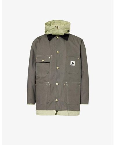 Sacai X Carhartt Wip Reversible Relaxed-fit Cotton-canvas Jacket - Gray