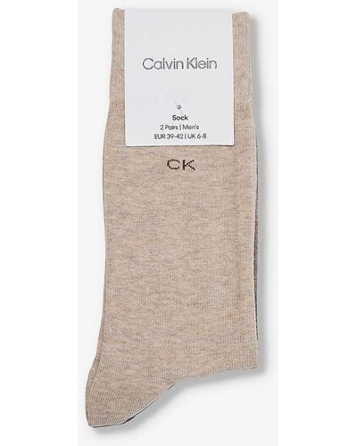 Calvin Klein Classic Branded Pack Of Two Cotton-blend Knitted Socks - White