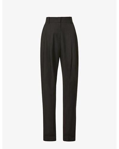 Frankie Shop Gelso Pleated Tapered High-rise Woven Trouser - Black
