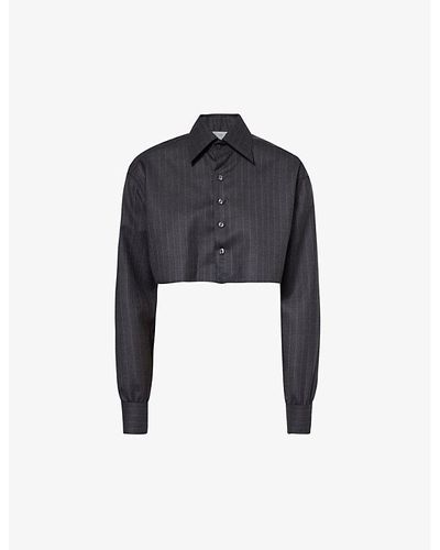Woera Regular-fit Cropped Cashmere Shirt - Black