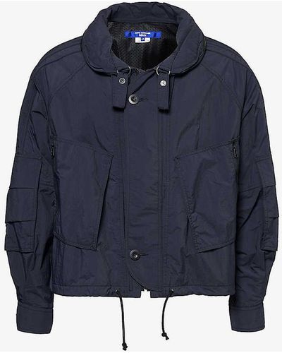 Junya Watanabe Concealed-hood Relaxed-fit Woven Jacket - Blue