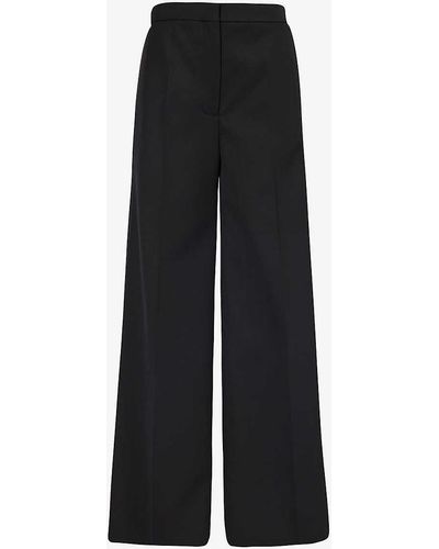 Stella McCartney Wide-leg High-rise Wool Tuxedo Trousers - Black