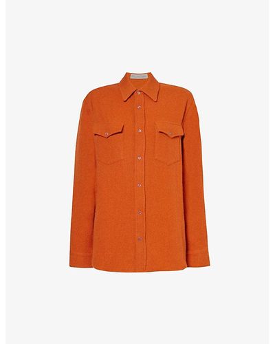 God's True Cashmere Unisex Amethyst Regular-fit Cashmere Shirt X - Orange