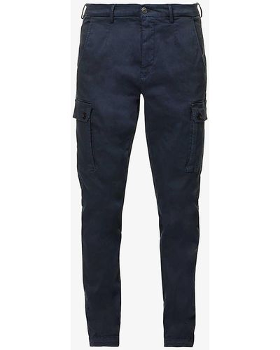 Replay Jaan Hypercargo Tapered-leg Stretch-cotton Blend Trousers - Blue