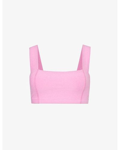 Beyond Yoga Spacedye Square-neck Stretch-woven Bra - Pink