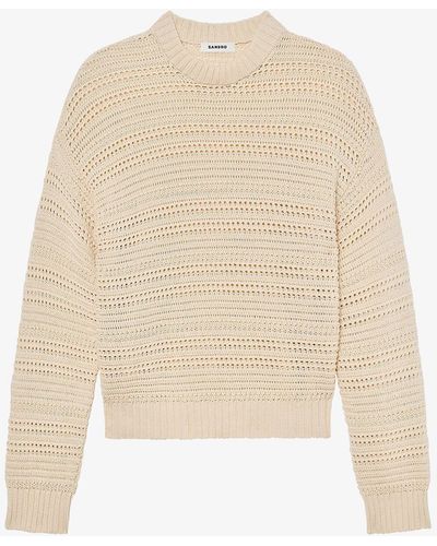Sandro Matteo Open-knit Organic-cotton Sweater - Multicolour