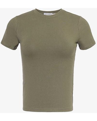 GOOD AMERICAN Slim-fit Short-sleeve Cotton-blend Stretch-jersey T-shirt - Green
