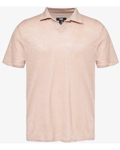 PAIGE Shelton Linen Polo Shirt X - Pink