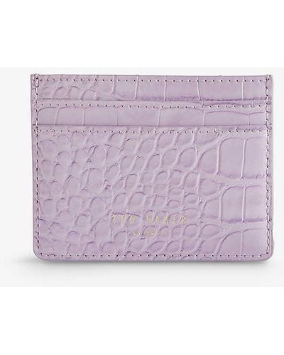 Ted Baker Coly Croc-embossed Faux-leather Card Holder - Purple