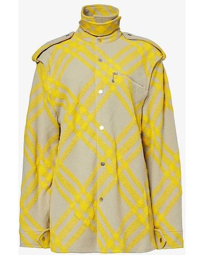 Burberry Checked Wool-blend Jacket - Yellow