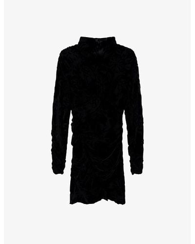 IRO Narivo Floral-print Long-sleeve Silk-blend Mini Dress - Black