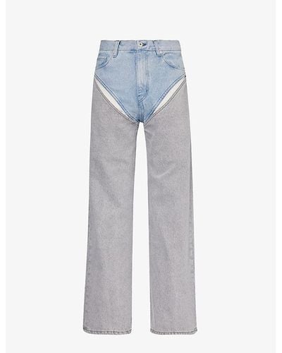 Y. Project Contrast-panel Straight-leg Organic-denim Jeans - Blue