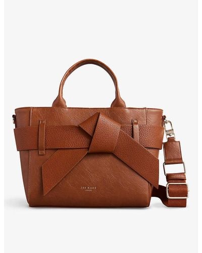 Ted Baker Jimsa Bow-detail Faux-leather Bag - Brown