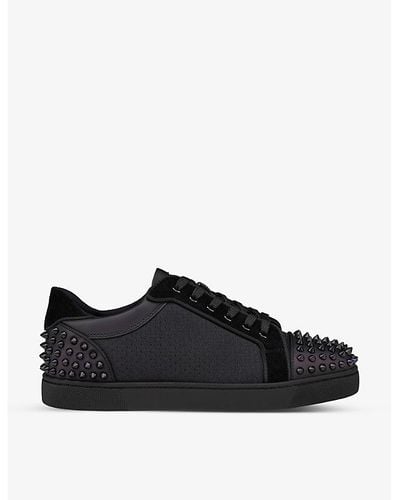 Christian Louboutin Seavaste 2 Orlato Leather And Woven Low-top Trainers - Black