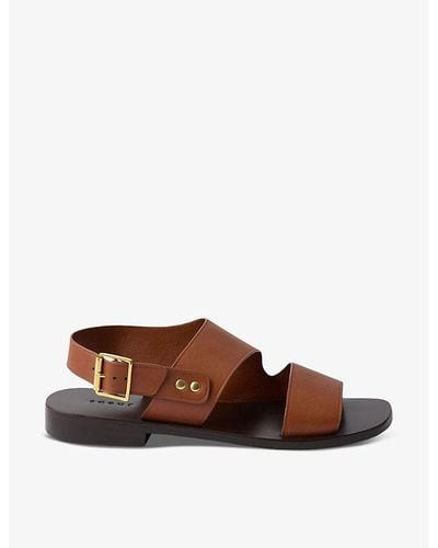 Soeur Azalee Double-strap Flat Leather Sandals - Brown