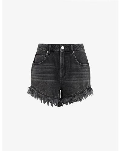AllSaints Hailey Frayed-hem Denim Shorts - Black