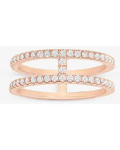 Apm Monaco Croisette Double-line Pave Cubic-zirconia 18ct Gold-plated Ring - White