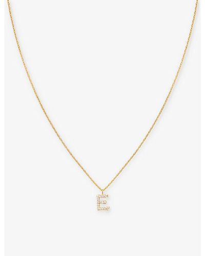 Astrid & Miyu Letter E 18ct Yellow Gold-plated Recycled Sterling-silver And Cubic Zirconia Pendant Necklace - Metallic