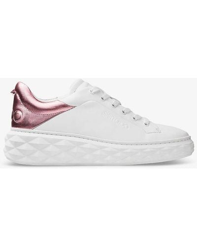 Jimmy Choo Diamond Maxi Brand-embellished Leather Low-top Trainers 2. - White