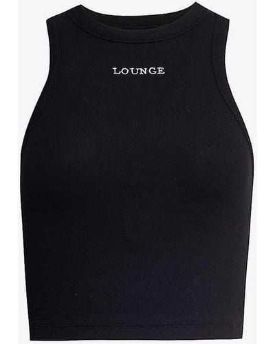 Lounge Underwear Essential Logo-embroidered Stretch-cotton Top X - Black