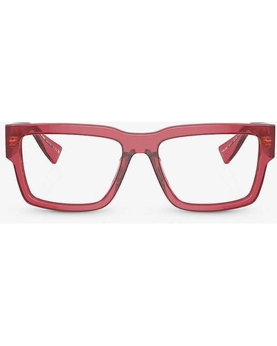 Miu Miu Mu 02xv Rectangle-frame Acetate Eyeglasses - Red