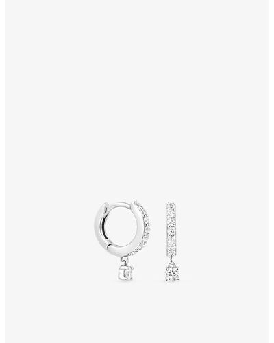 Astrid & Miyu Charm Sterling-silver And Cubic Zirconia huggie Earrings - White