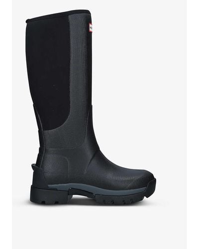 HUNTER Field Balmoral Hybrid Tall Rubber Boots - Black