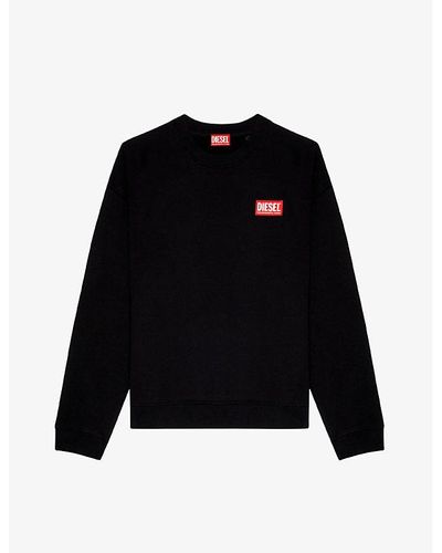 DIESEL S N-label Logo-embroidered Cotton-jersey Sweatshirt - Black