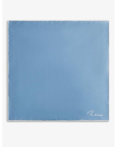 Reiss Ceremony Logo-print Silk Pocket Square - Blue